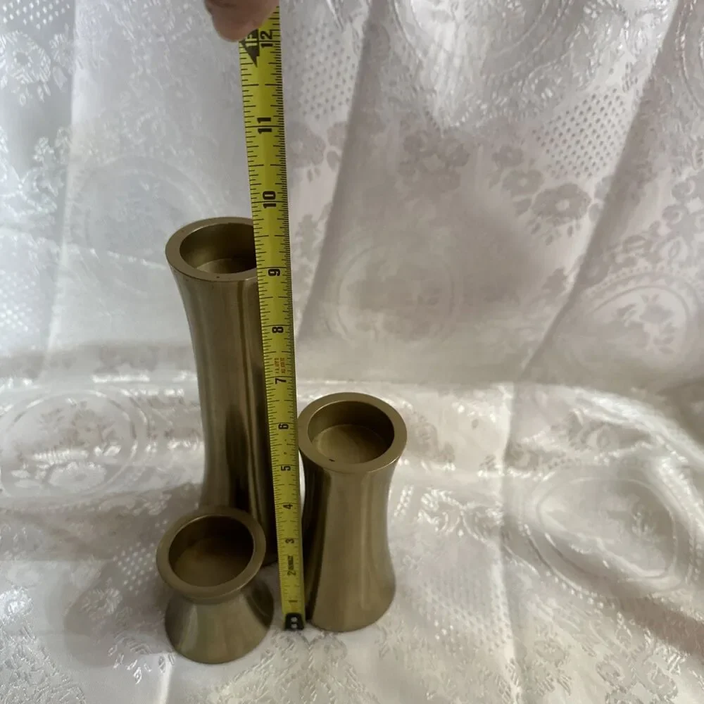 Gold Tone Candle Holder 3 Piece Set